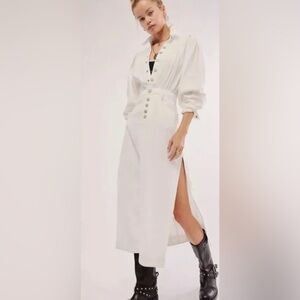 Free People Mad Love Denim Midi Dress Size M white